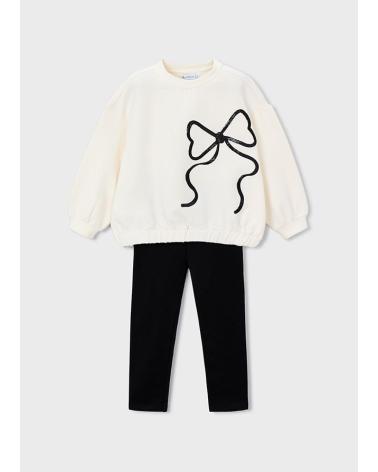 MAYORAL LEGGINGS UND SCHLEIFEN-SWEATSHIRT SET SCHWARZ - ART.-NR. 4720026 MODELL 37558 NEGRO