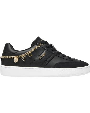 ZAPATILLAS GUESS NAOKO FLTNAO LEA12 NEGRAS CON CADENA DECORATIVA NEGRO