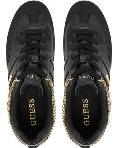 ZAPATILLAS GUESS NAOKO FLTNAO LEA12 NEGRAS CON CADENA DECORATIVA NEGRO