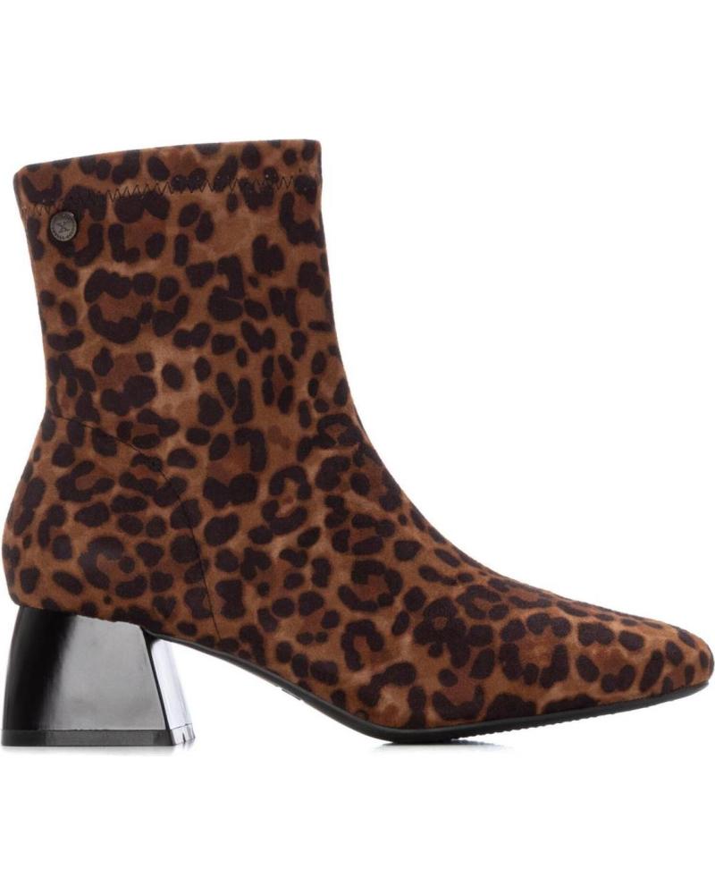 BOTA CANO CURTO XTI 144290 ESTAMPADO LEOPARDO COM SALTO GEOMÉTRICO LEOPARDO