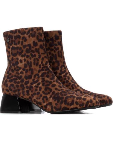 BOTA CANO CURTO XTI 144290 ESTAMPADO LEOPARDO COM SALTO GEOMÉTRICO LEOPARDO