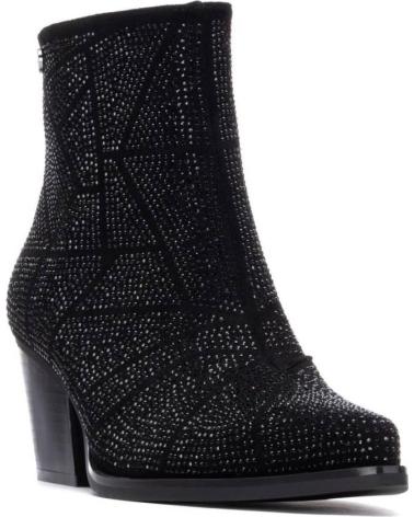 BOTA DE TORNOZELO XTI 144670 PRETA COM SALTO BLOCO NEGRO