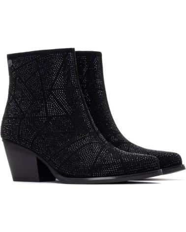 BOTA DE TORNOZELO XTI 144670 PRETA COM SALTO BLOCO NEGRO