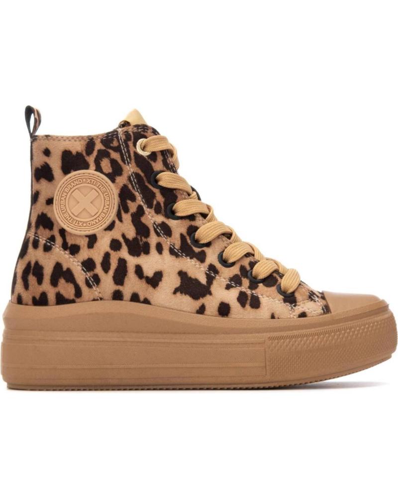 BOTTINE XTI 151295 STYLE BOA IMPRIMÉ ANIMAL TAUPE À LACETS MARRóN