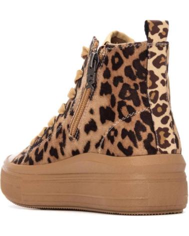 BOTTINE XTI 151295 STYLE BOA IMPRIMÉ ANIMAL TAUPE À LACETS MARRóN