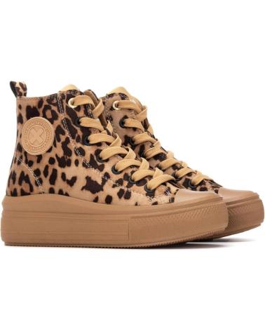 BOTTINE XTI 151295 STYLE BOA IMPRIMÉ ANIMAL TAUPE À LACETS MARRóN