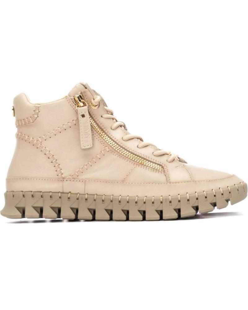 CARMELA BOTA DESPORTIVA ALTA 162708 SOLA DENTADA ZÍPER LATERAL BEGE BEIGE