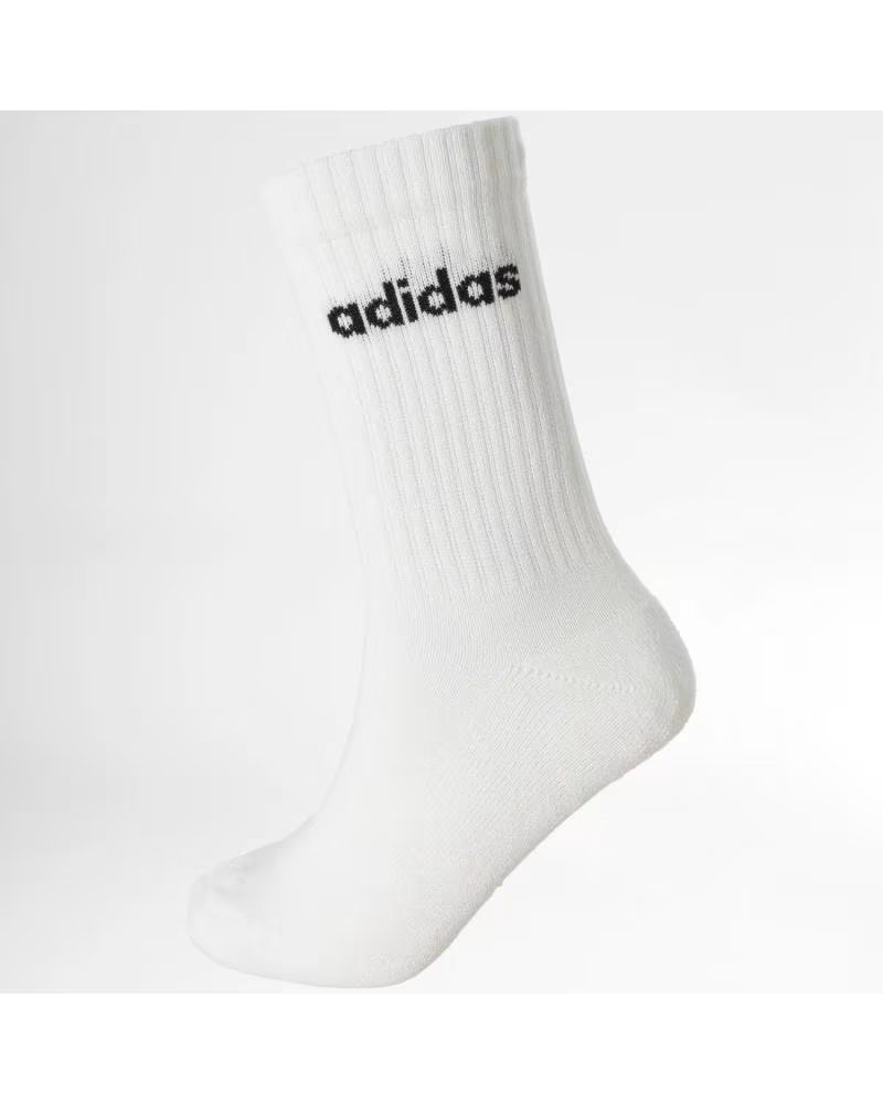 ADIDAS Calcetines C Lin Crew Linear 3 Pares Tricolor Negro Gris Blanco Ic1302 Unisex Calcetin Alto MULTICOLOR