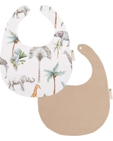 COIMASA SET DI BAVAGLINI PER NEONATI - SILICONE BEIGE E TESSUTO STAMPA TROPICALE MULTICOLOR