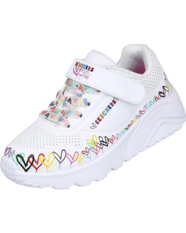 SKECHERS 314091L JGOLDCROWN UNO LITE HEART CRAZE BLANCHES BLANCO