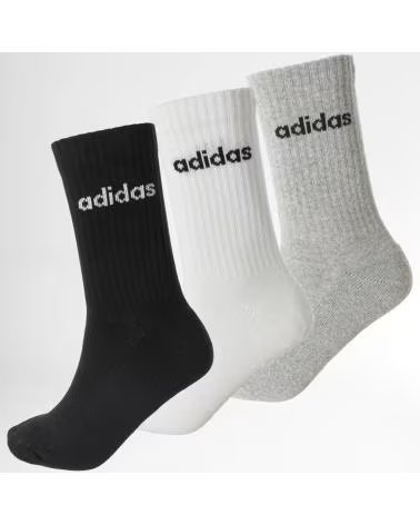 ADIDAS Calcetines C Lin Crew Linear 3 Pares Tricolor Negro Gris Blanco Ic1302 Unisex Calcetin Alto MULTICOLOR