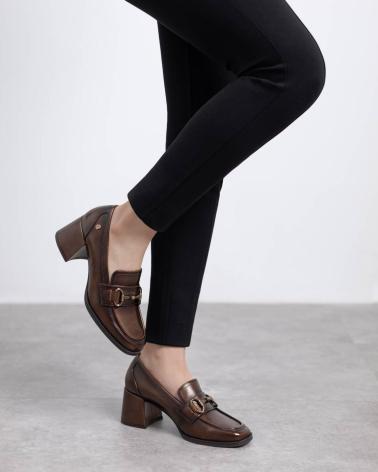 CARMELA 162536 TAUPE HEELED LOAFERS TAUPE
