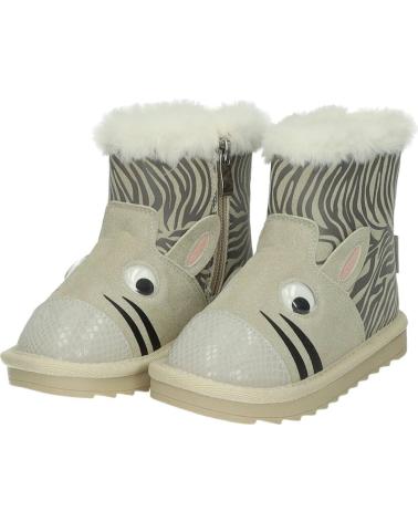 BOTA DE COURO GARVALIN 251555-A156 CINZA COM DESIGN DE GATO E FORRO DE CARNEIRO GRIS