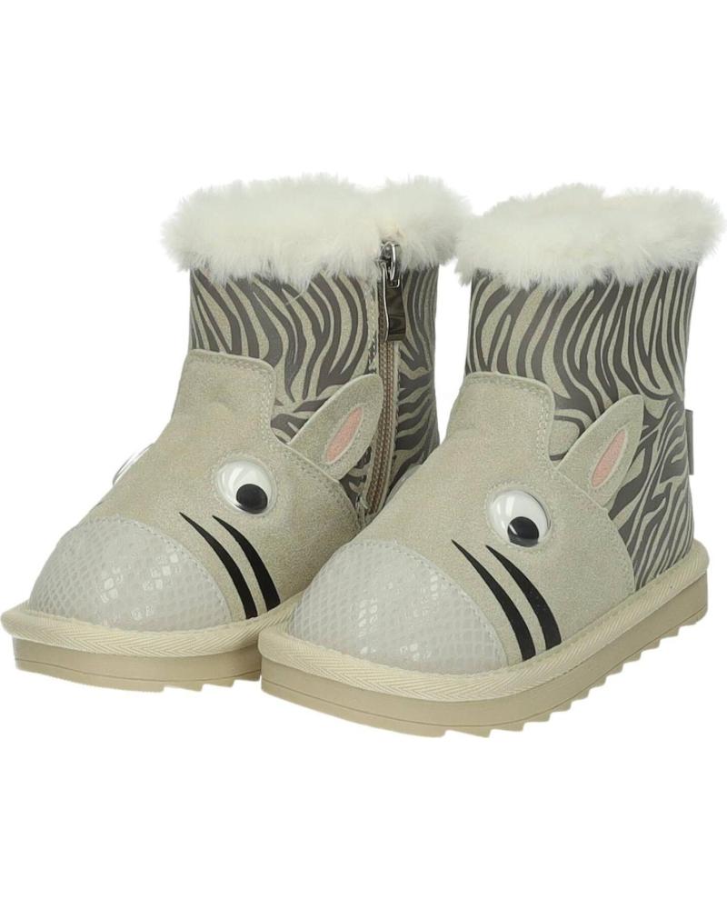 GARVALIN 251555-A156 GREY LEATHER BOOT WITH CAT DESIGN AND SHEARLING LINING GRIS
