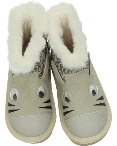 GARVALIN 251555-A156 GREY LEATHER BOOT WITH CAT DESIGN AND SHEARLING LINING GRIS