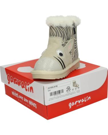 GARVALIN 251555-A156 GREY LEATHER BOOT WITH CAT DESIGN AND SHEARLING LINING GRIS