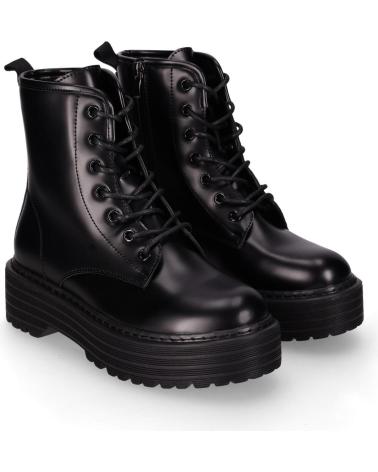 CHIKA10 ORLANDO 01FR BOTAS NEGRAS ESTILO COMBAT CON PLATAFORMA ROBUSTA NEGRO-BLACK