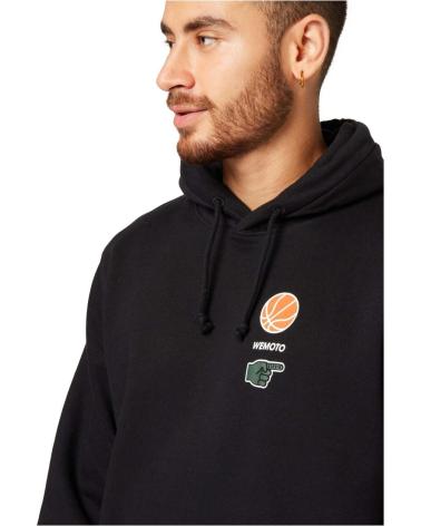 WEMOTO FELPA CON CAPPUCCIO NERA - PICCOLA STAMPA SUL PETTO NEGRO
