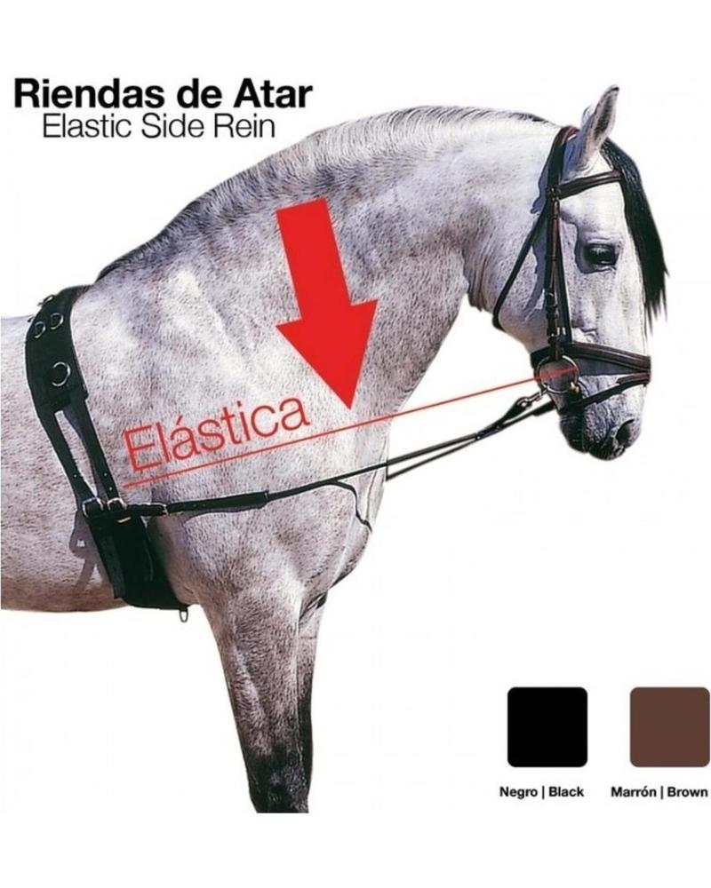 ZALDI ELASTIC TIE REINS FOR EQUESTRIAN RIDING BLACK NEGRO