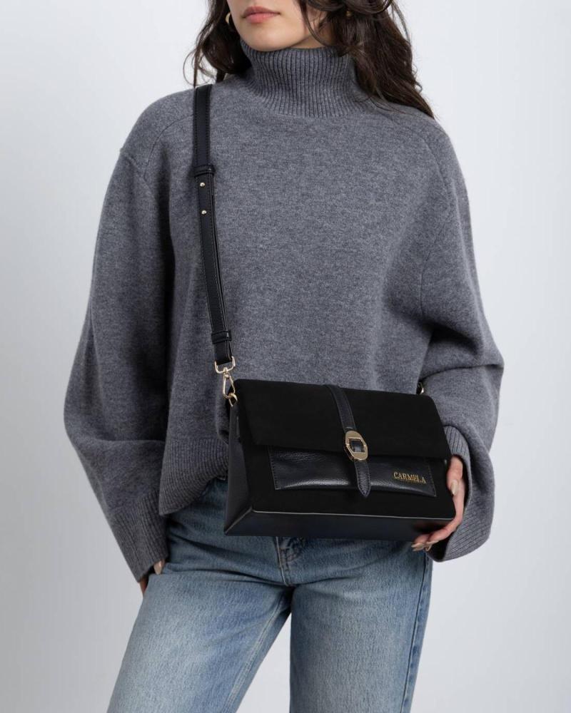BOLSO BANDOLERA CARMELA 186189 EN PIEL NEGRA NEGRO