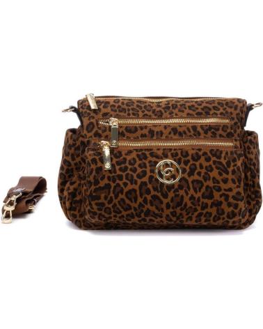 BOLSO BANDOLERA CARMELA 186187 DISEÑO ANIMAL PRINT MARRÓN MARRóN
