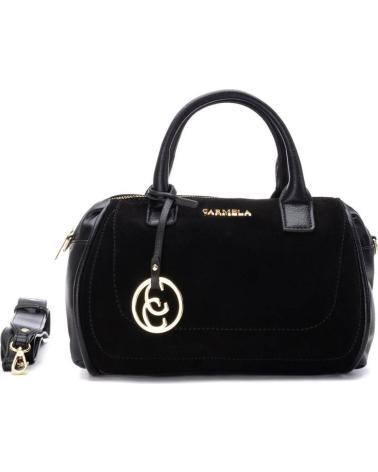 BOLSO DE MANO CARMELA 186182 NEGRO CON COLGANTE LOGO NEGRO