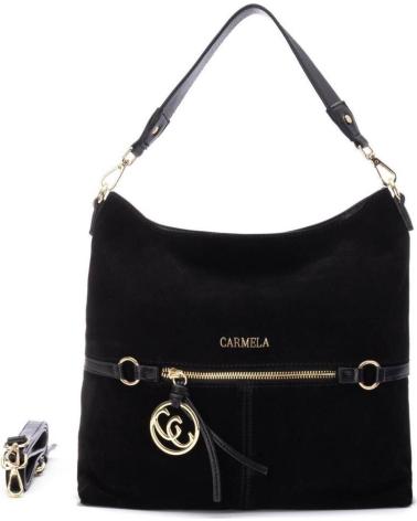 BOLSO DE HOMBRO CARMELA 186175 NEGRO CON CREMALLERA DECORATIVA NEGRO