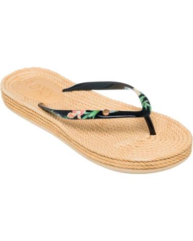 ROXY SOUTH BEACH III BEIGE AND BLACK FLIP-FLOPS NEGRO