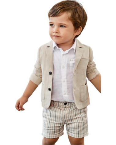 MAYORAL BABY BOY SHIRT AND SHORTS SET MODEL 1295 BEIGE BEIGE