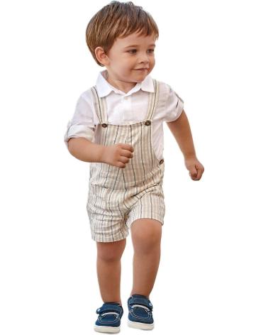 MAYORAL STRIPED LINEN OVERALLS FOR BABY BOY - MODEL 1634 BEIGE BEIGE