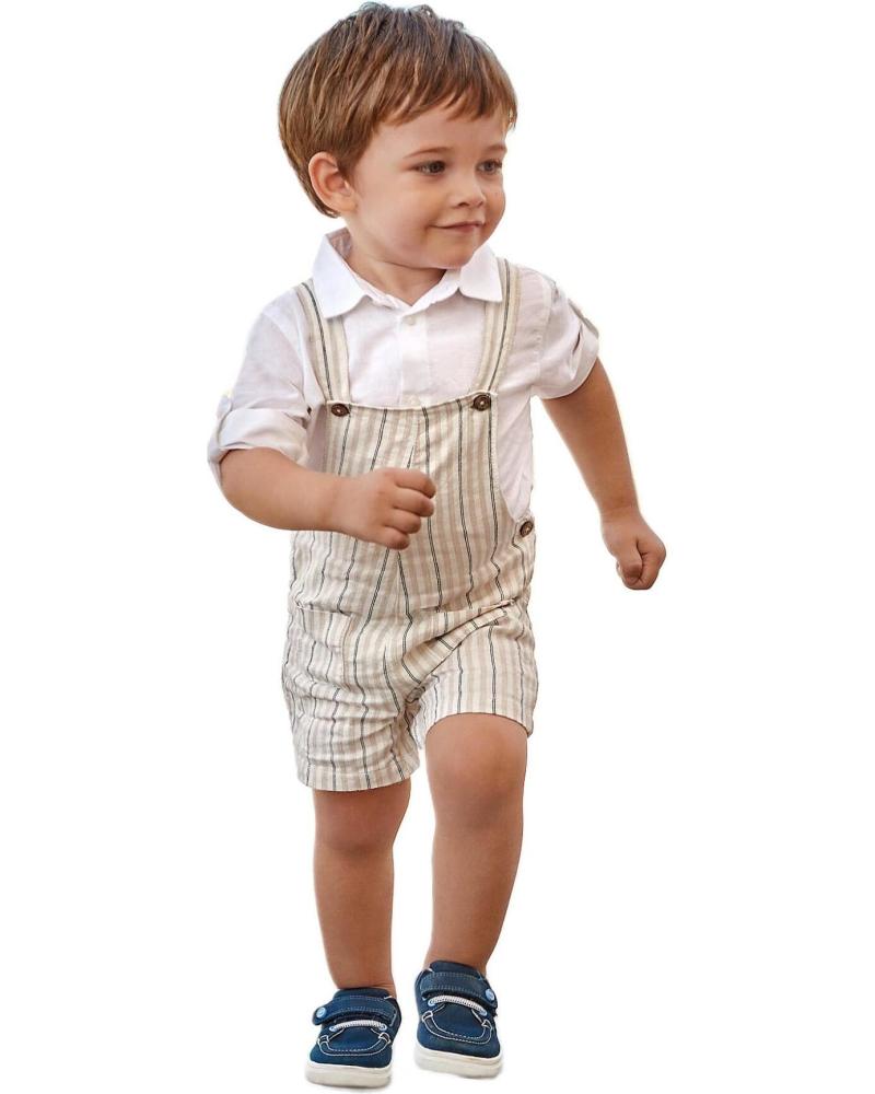 MAYORAL STRIPED LINEN OVERALLS FOR BABY BOY - MODEL 1634 BEIGE BEIGE