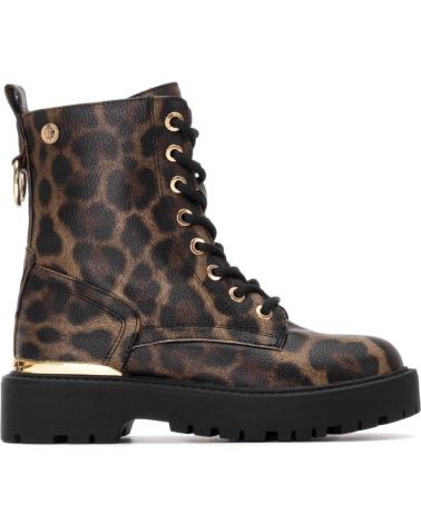 BOTA MILITAR XTI 151343 ESTAMPADO LEOPARDO CAMEL COM ATACADORES E ZÍPER 36559 CAMEL