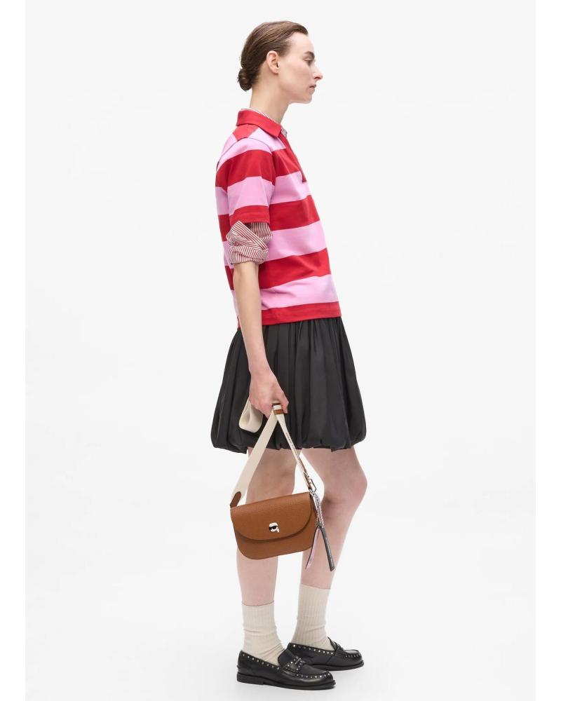 KARL LAGERFELD IKON PEBBLE FLAP LEDER UMHÄNGETASCHE CUERO