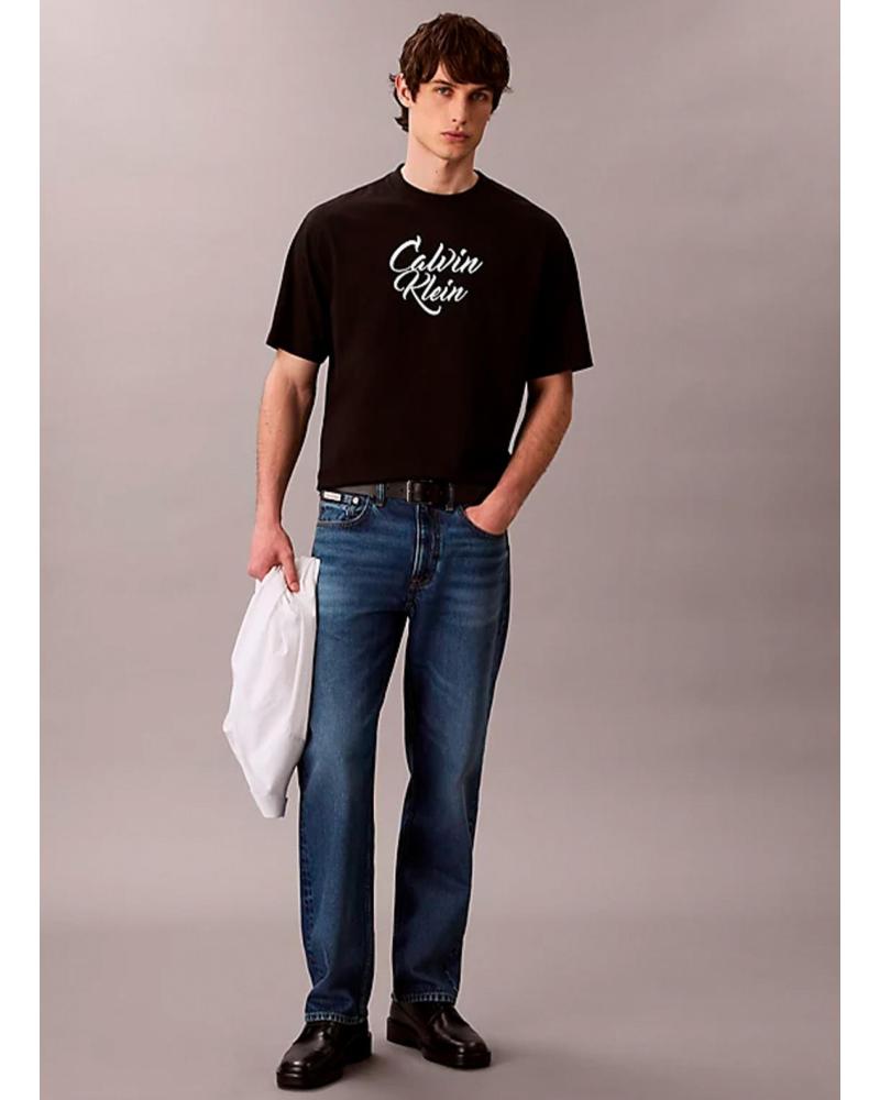T-SHIRT GRAPHIQUE CALVIN KLEIN CURSIVE NOIR SS 16S NEGRO