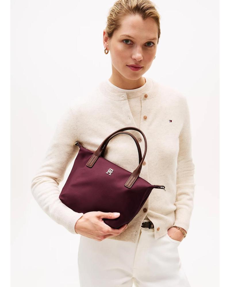 TOMMY HILFIGER POPETTE MINI TOTE BAG BURGUNDY BURDEOS