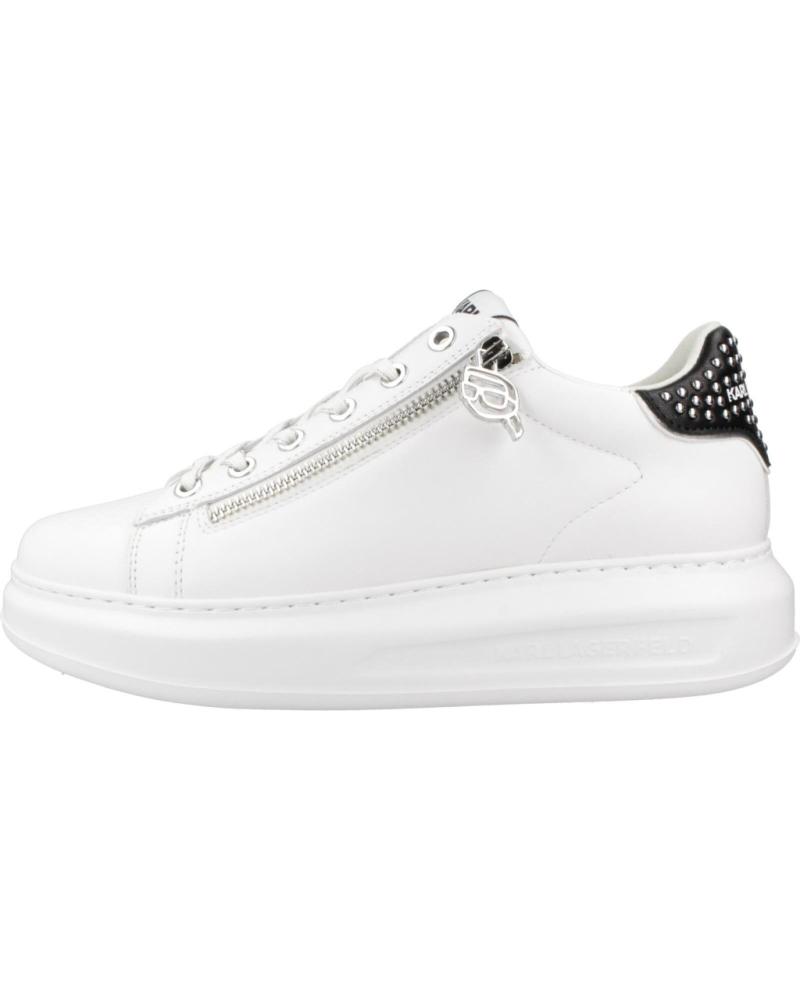 KARL LAGERFELD ZAPATILLAS MUJER MODELO KAPRI STUD ZIP LO LACE COLOR BLANCO 01S WHITE