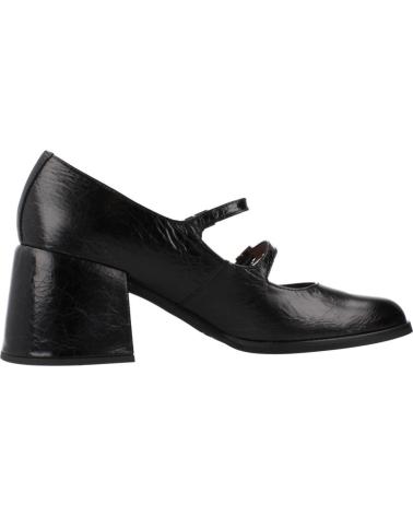 BAILARINAS WONDERS H6404 NEGRAS CON TACÓN BLOQUE NEGRO