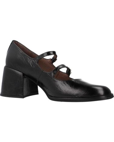BAILARINAS WONDERS H6404 NEGRAS CON TACÓN BLOQUE NEGRO