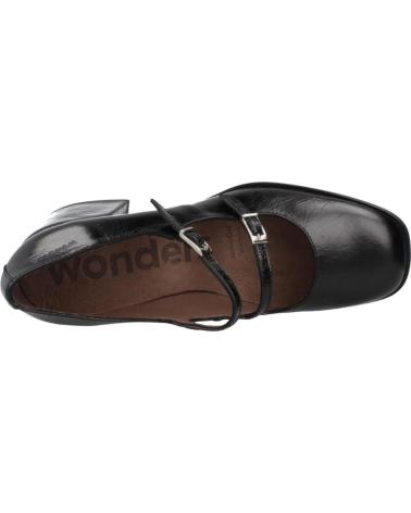 BAILARINAS WONDERS H6404 NEGRAS CON TACÓN BLOQUE NEGRO