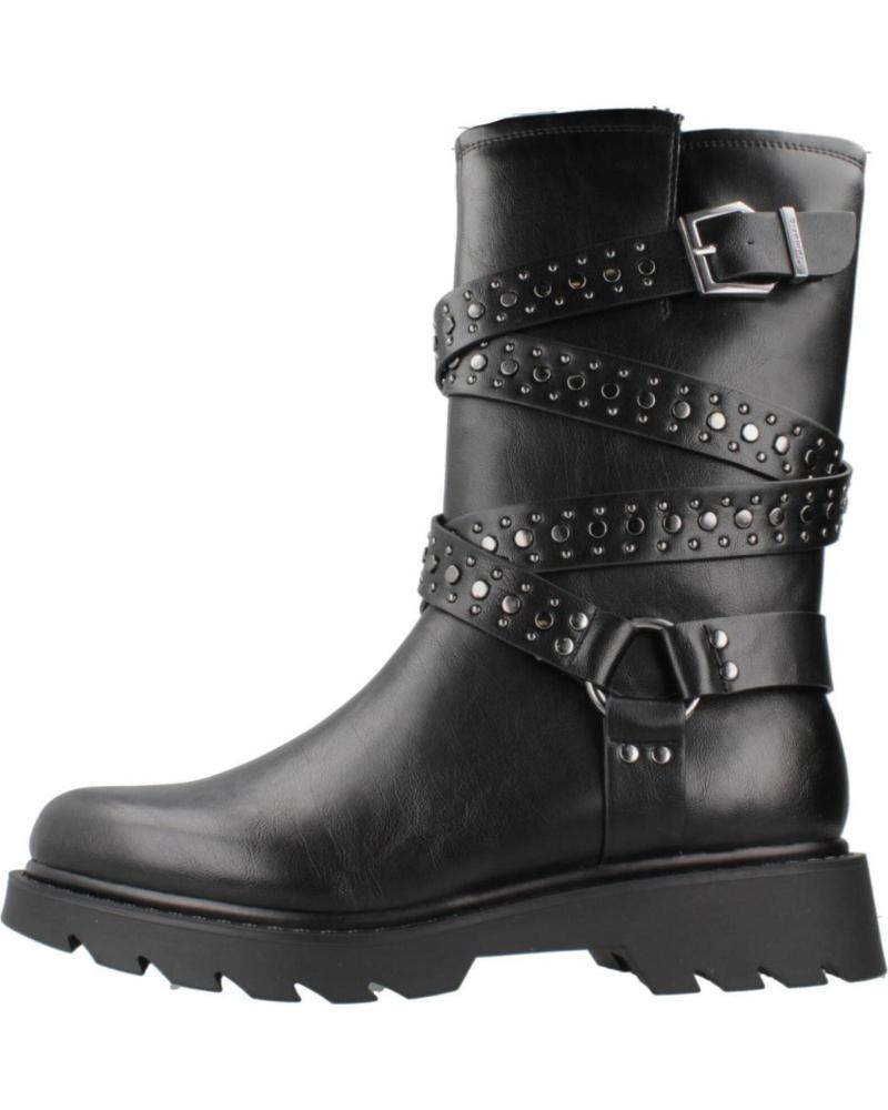 TAMARIS BIKER ANKLE BOOTS 25466-43 BLACK WITH BUCKLES AND STUDS BLACK