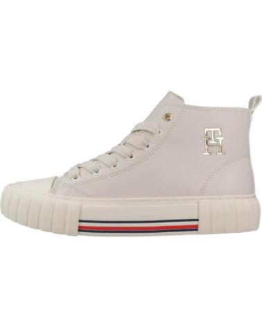 TÊNIS TOMMY HILFIGER HIGH TOP LACE-UP NA COR BRANCO MARFIM IVORY