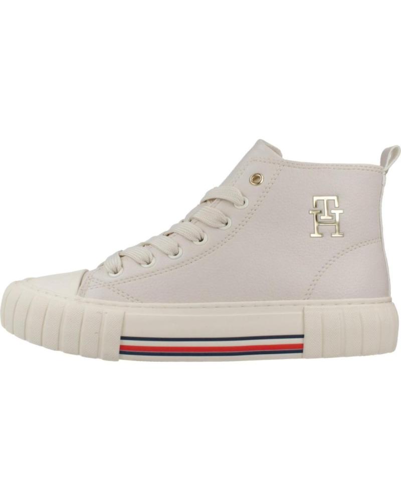 SNEAKERS TOMMY HILFIGER HIGH TOP LACE-UP IN BIANCO AVORIO IVORY
