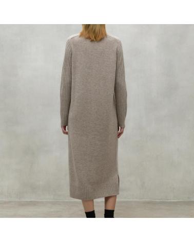 ECOALF EUCALIPTO SAND COLOR SUSTAINABLE KNIT DRESS FOR WOMEN SAND