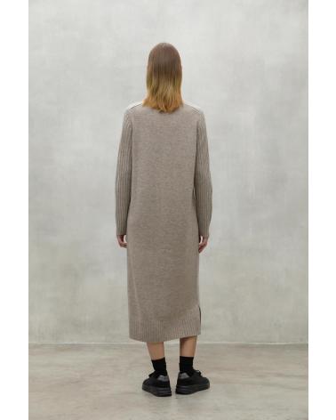 ECOALF EUCALIPTO SAND COLOR SUSTAINABLE KNIT DRESS FOR WOMEN SAND
