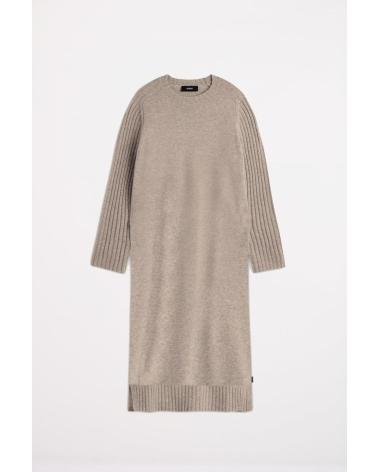 ECOALF EUCALIPTO SAND COLOR SUSTAINABLE KNIT DRESS FOR WOMEN SAND