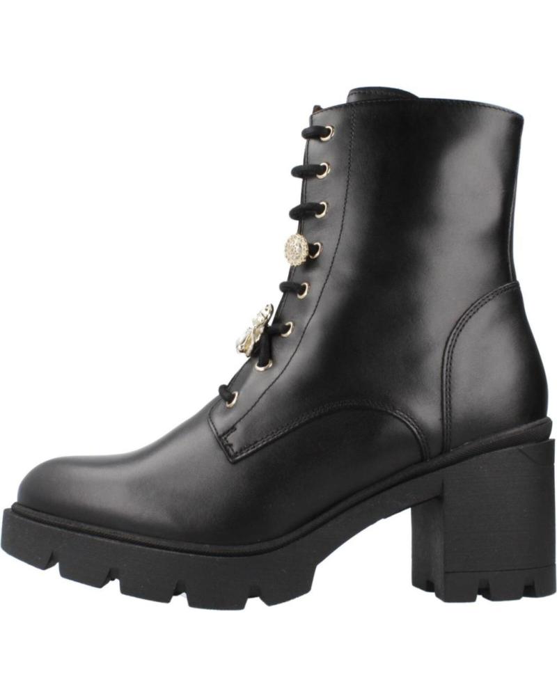 STIVALETTI NERO GIARDINI I411905D NERI CON LACCI E SUOLA CARRARMATO 100