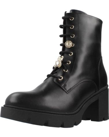STIVALETTI NERO GIARDINI I411905D NERI CON LACCI E SUOLA CARRARMATO 100