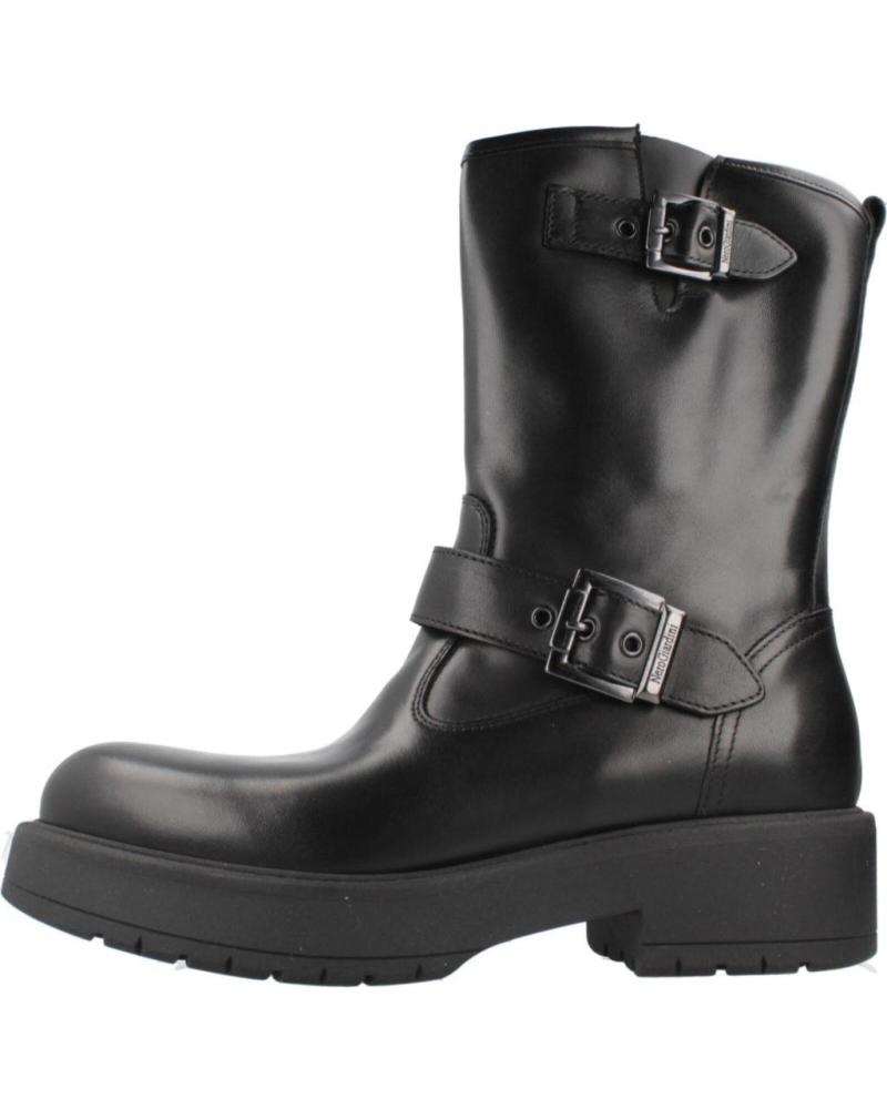 NERO GIARDINI I411980D BLACK BIKER BOOTS WITH BUCKLES AND CHUNKY SOLE 100