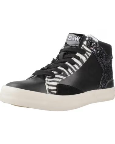 BW BREAK WALK ZAPATILLAS ALTAS BJSH368007 NEGRAS CON GLITTER Y ESTAMPADO CEBRA BLACK