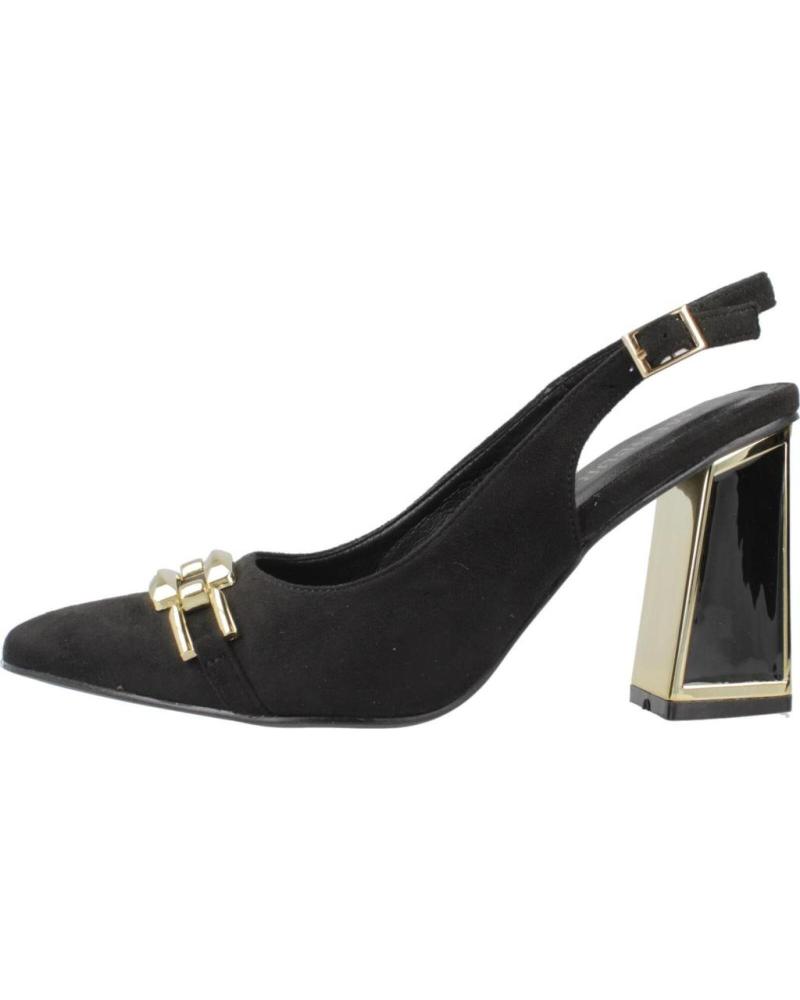 MENBUR SLINGBACK-PUMPS MIT GEOMETRISCHEM ABSATZ UND GOLDVERZIERUNG - MODELL 260450W01M SCHWARZ BLACK